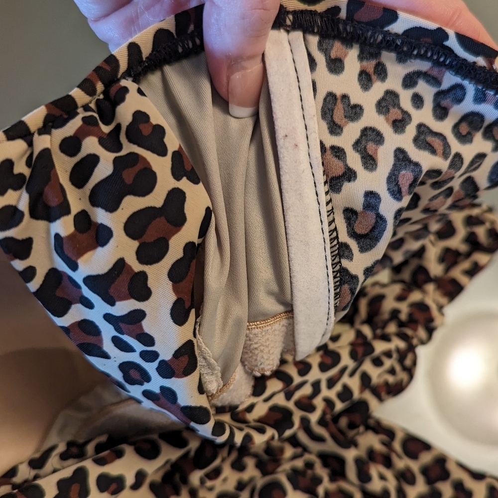 VINTAGE ESTHER WILLIAMS LEOPARD PRINT RUCHED HALTER ONE PIECE PIN UP  SZ 16 W - Picture 8 of 12